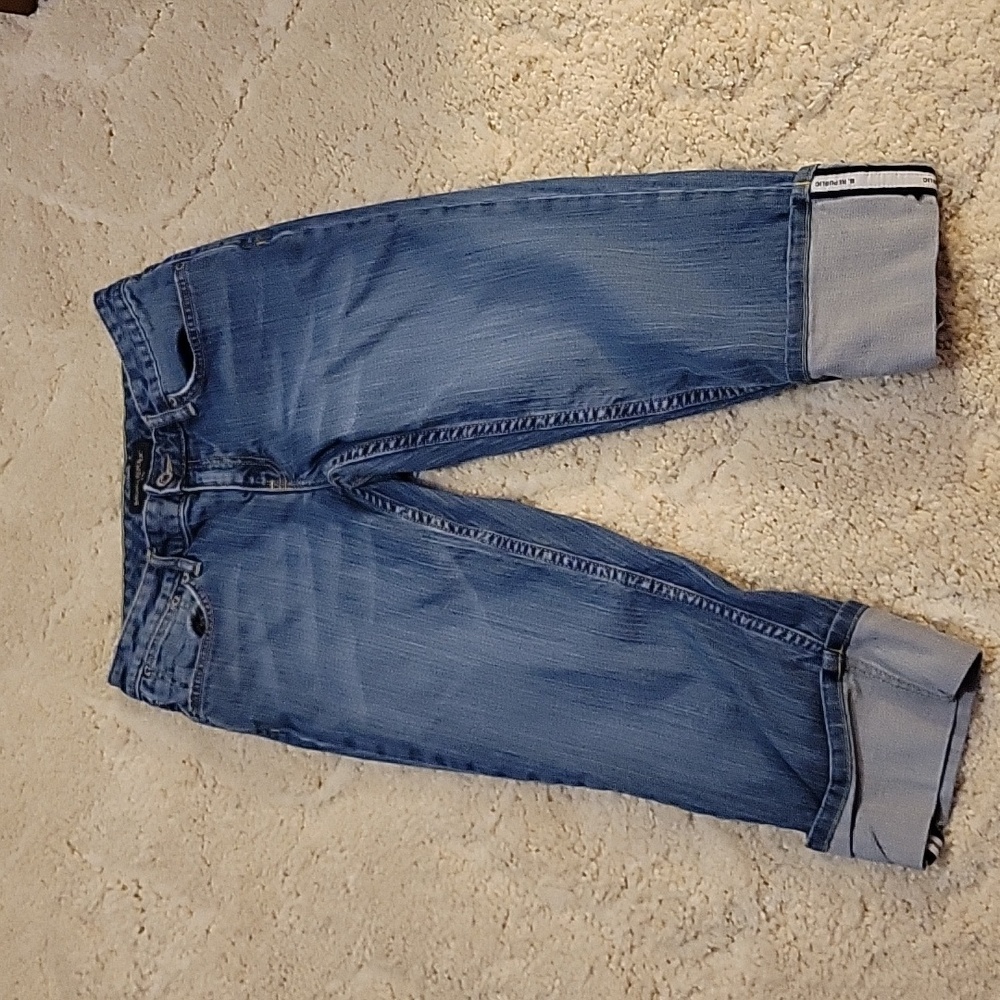 Banana Republic cropped cuffed stretch blue jeans Classic 5 pocket style 6 EUC…